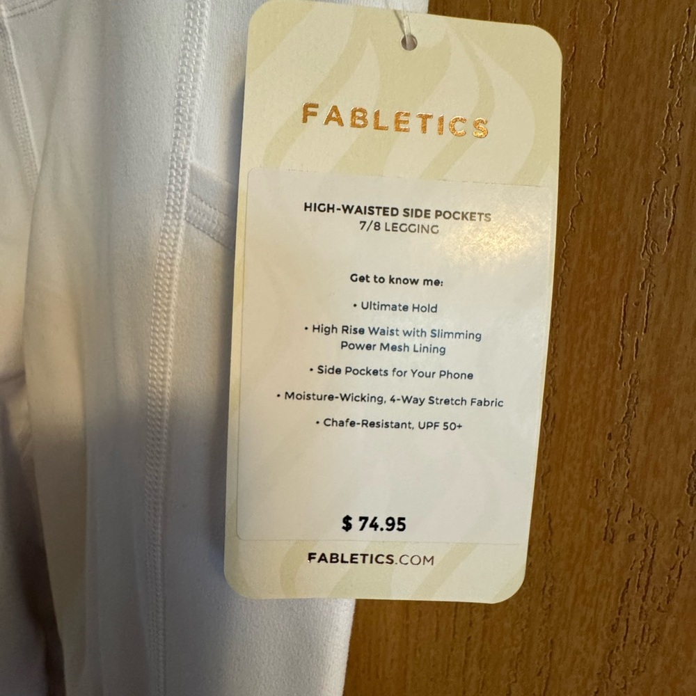 Fabletics White 7/8 Leggings with Side Pockets